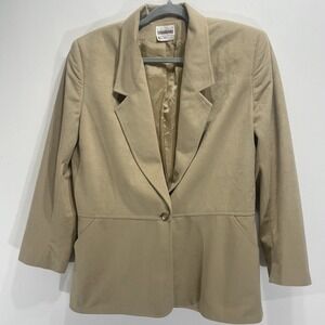 Vintage Country Suburbans Tan Blazer Womens L Made USA Career Minimalist Jacket